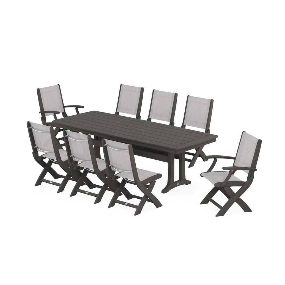POLYWOOD® - Coastal Folding 9-Piece Dining Set with Trestle Legs - PWS1501 - Image 72