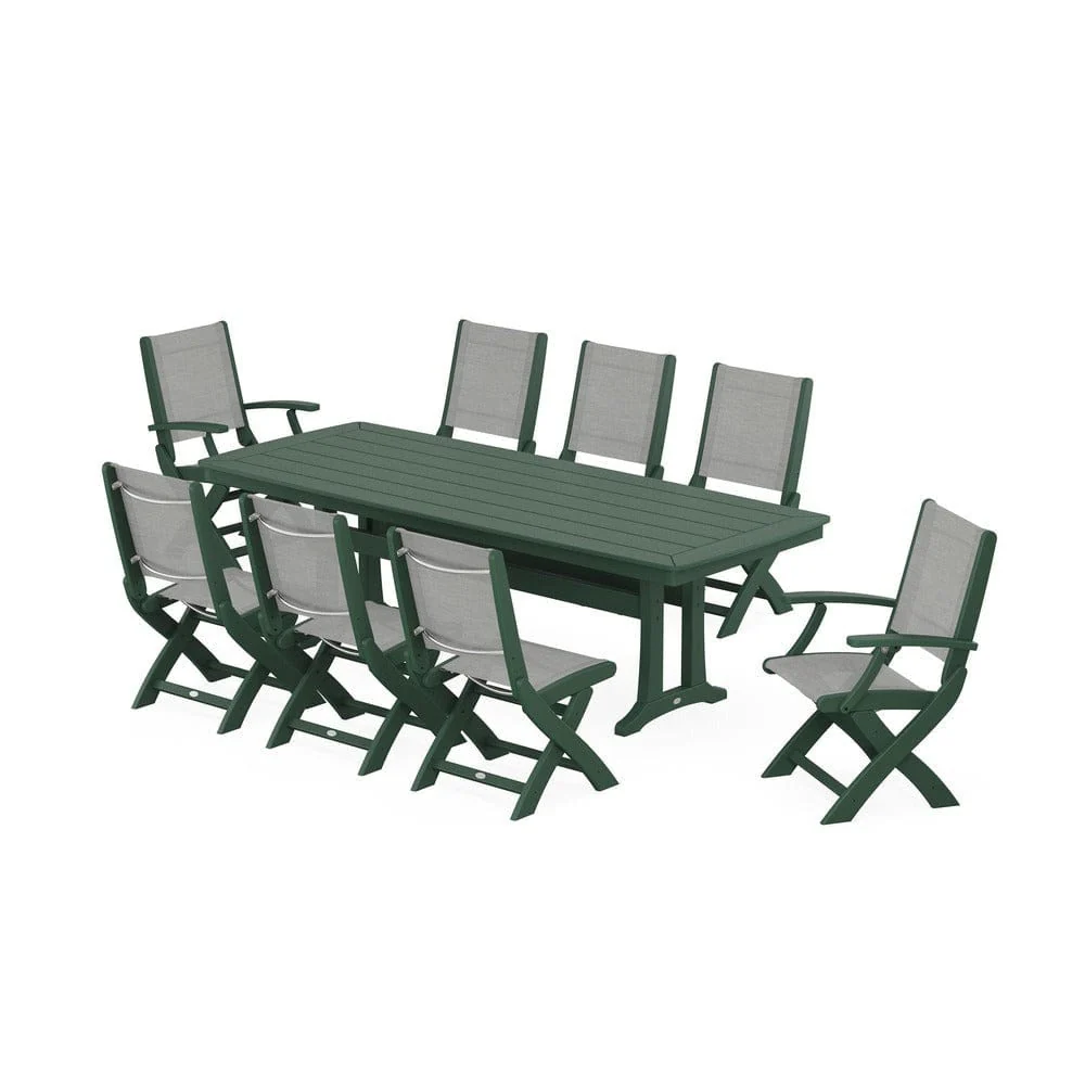 POLYWOOD® - Coastal Folding 9-Piece Dining Set with Trestle Legs - PWS1501 - Image 8