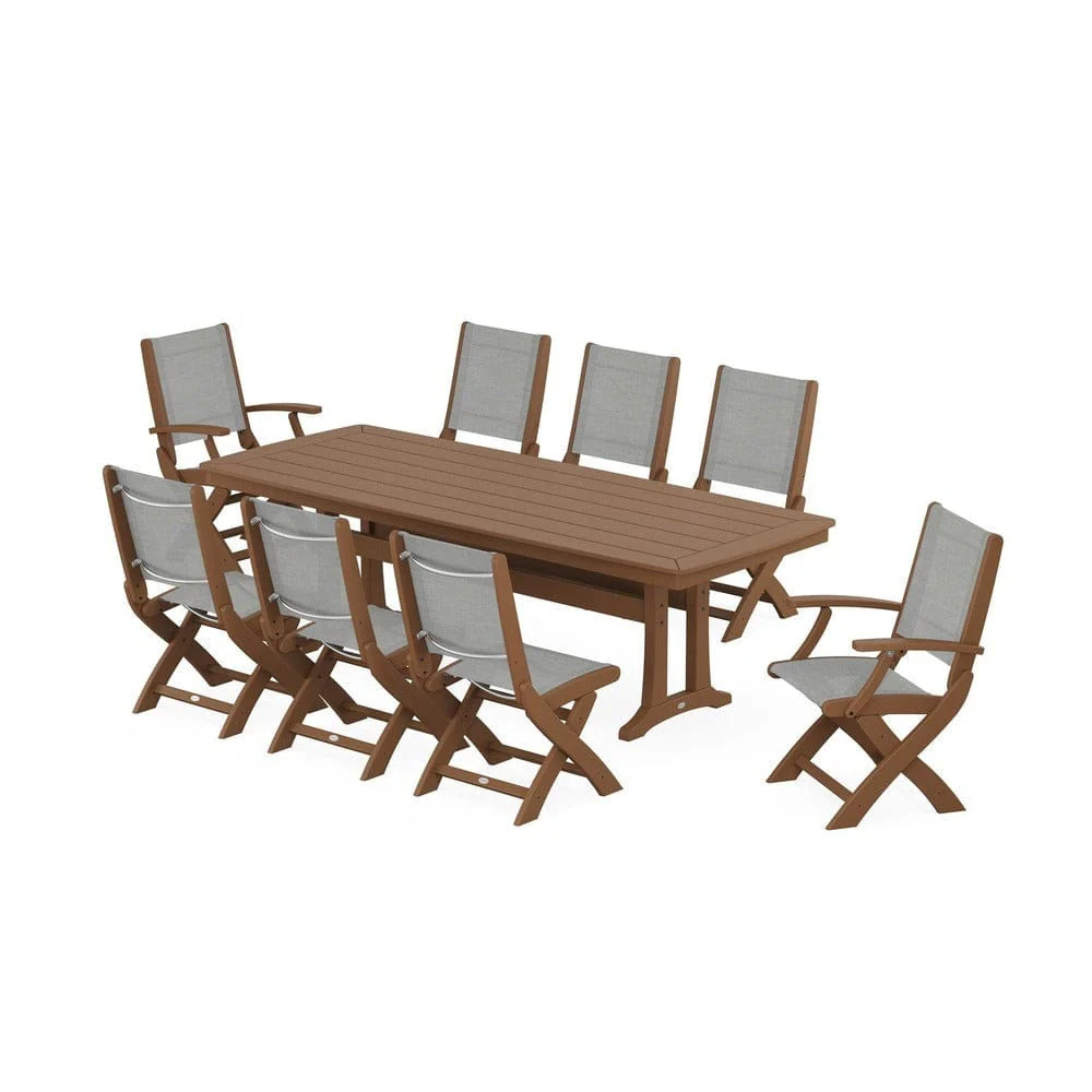 POLYWOOD® - Coastal Folding 9-Piece Dining Set with Trestle Legs - PWS1501 - Image 83