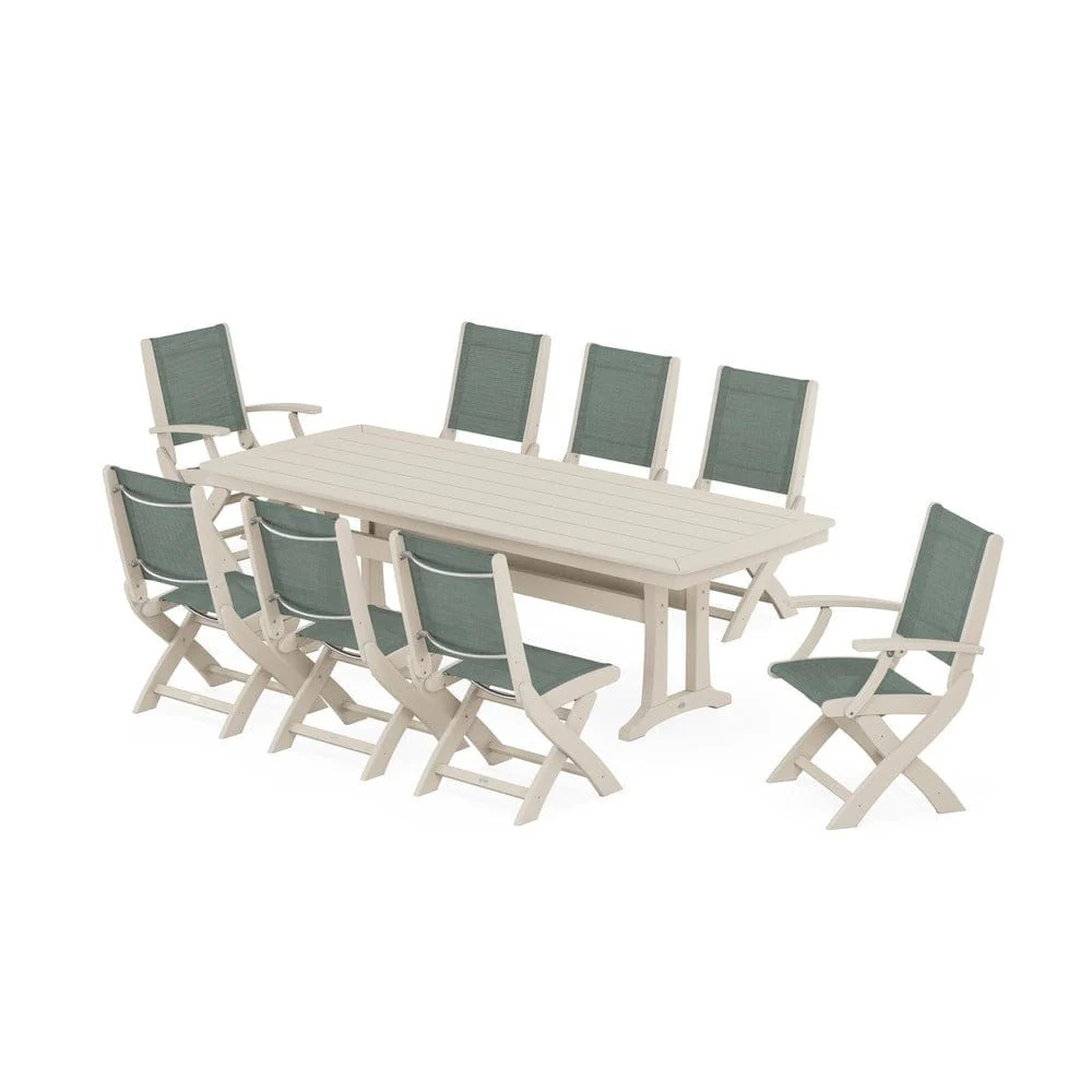 POLYWOOD® - Coastal Folding 9-Piece Dining Set with Trestle Legs - PWS1501 - Image 89