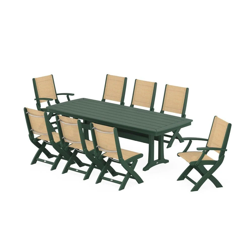 POLYWOOD® - Coastal Folding 9-Piece Dining Set with Trestle Legs - PWS1501 - Image 95