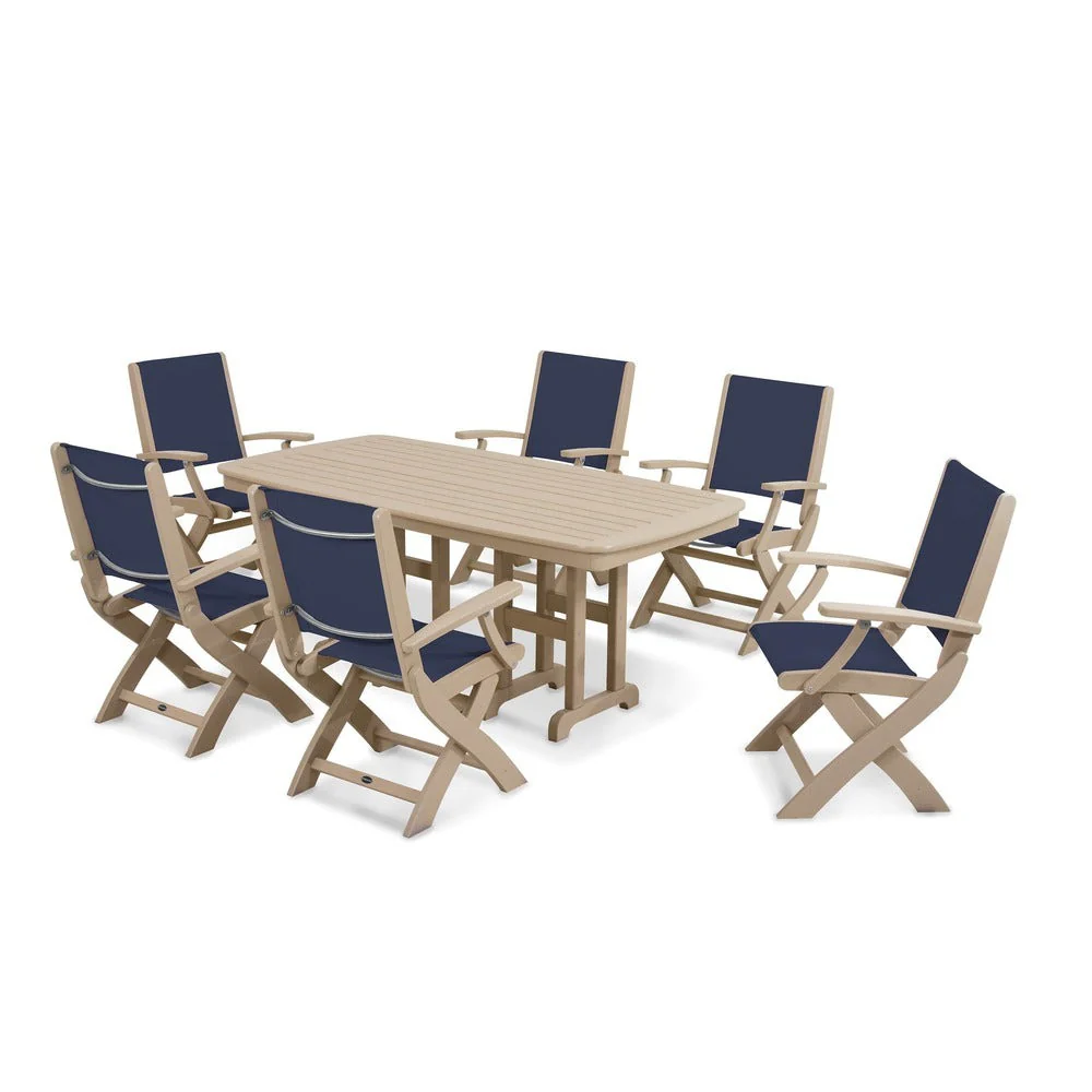 POLYWOOD® - Coastal Folding Arm Chair 7-Piece Dining Set - PWS154-1 - Image 103