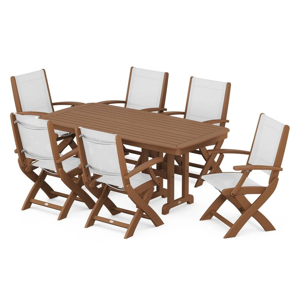 POLYWOOD® - Coastal Folding Arm Chair 7-Piece Dining Set - PWS154-1 - Image 107
