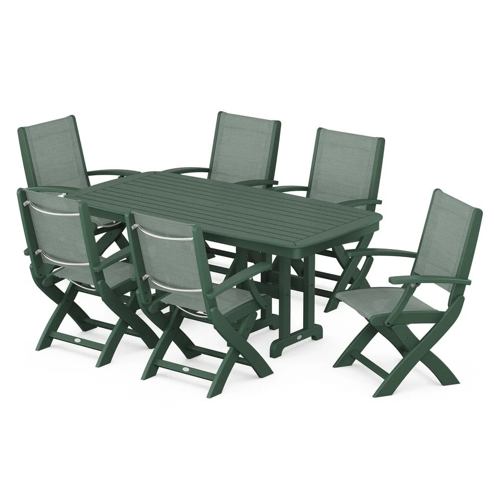 POLYWOOD® - Coastal Folding Arm Chair 7-Piece Dining Set - PWS154-1 - Image 110