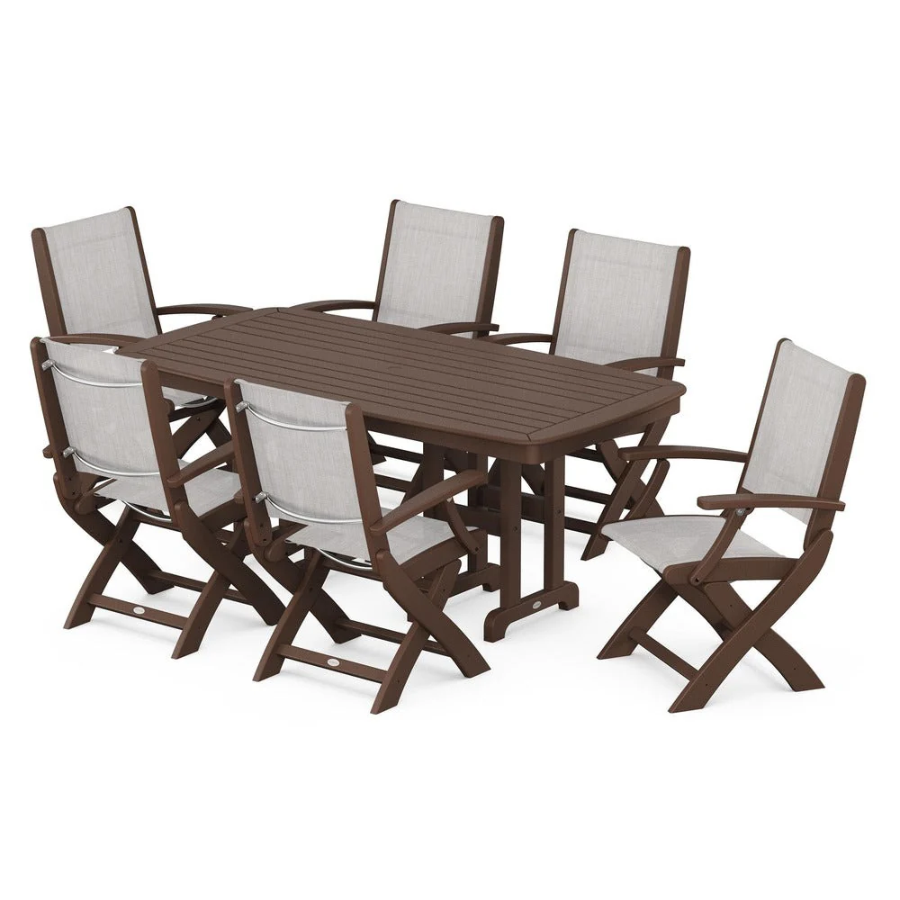 POLYWOOD® - Coastal Folding Arm Chair 7-Piece Dining Set - PWS154-1 - Image 115