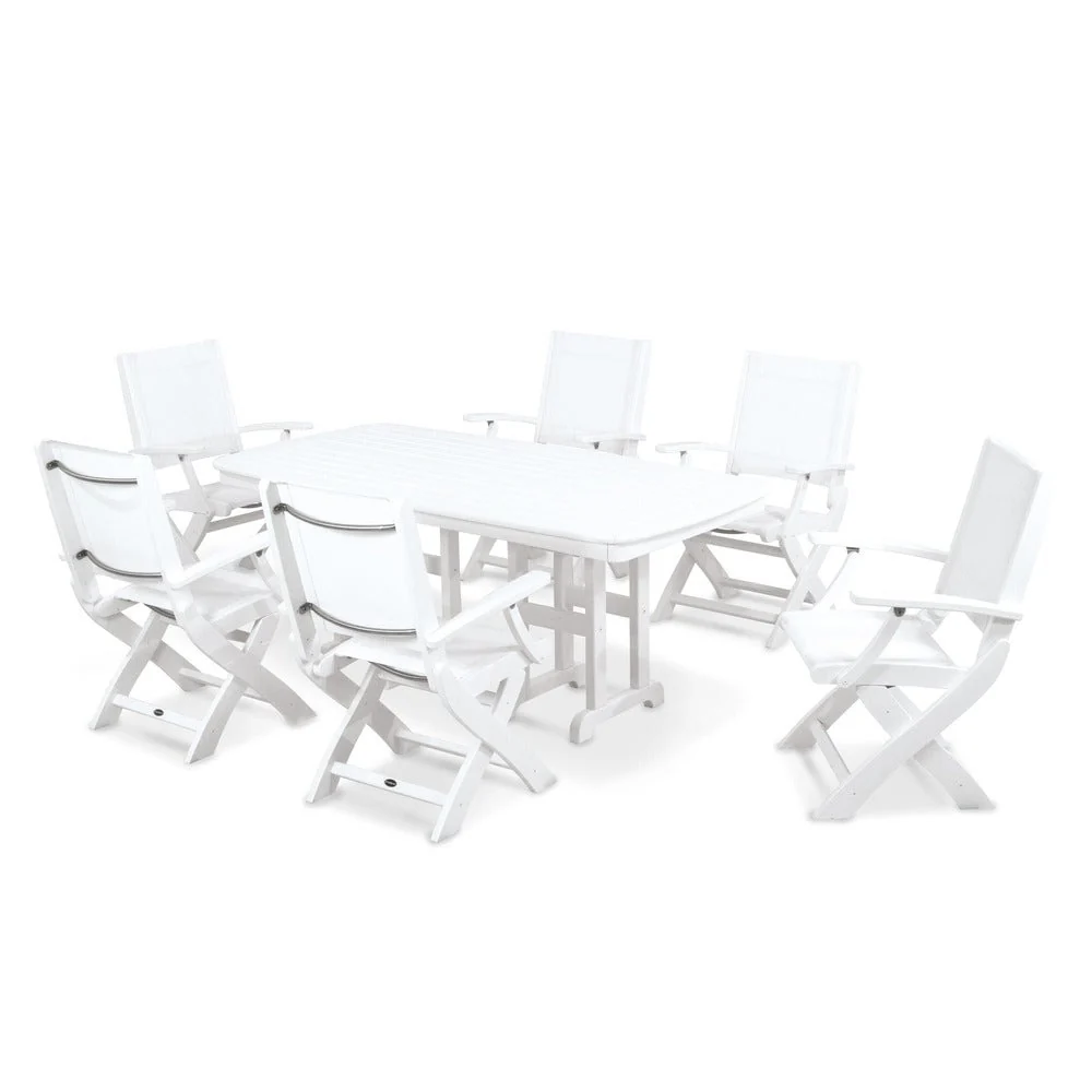 POLYWOOD® - Coastal Folding Arm Chair 7-Piece Dining Set - PWS154-1 - Image 117