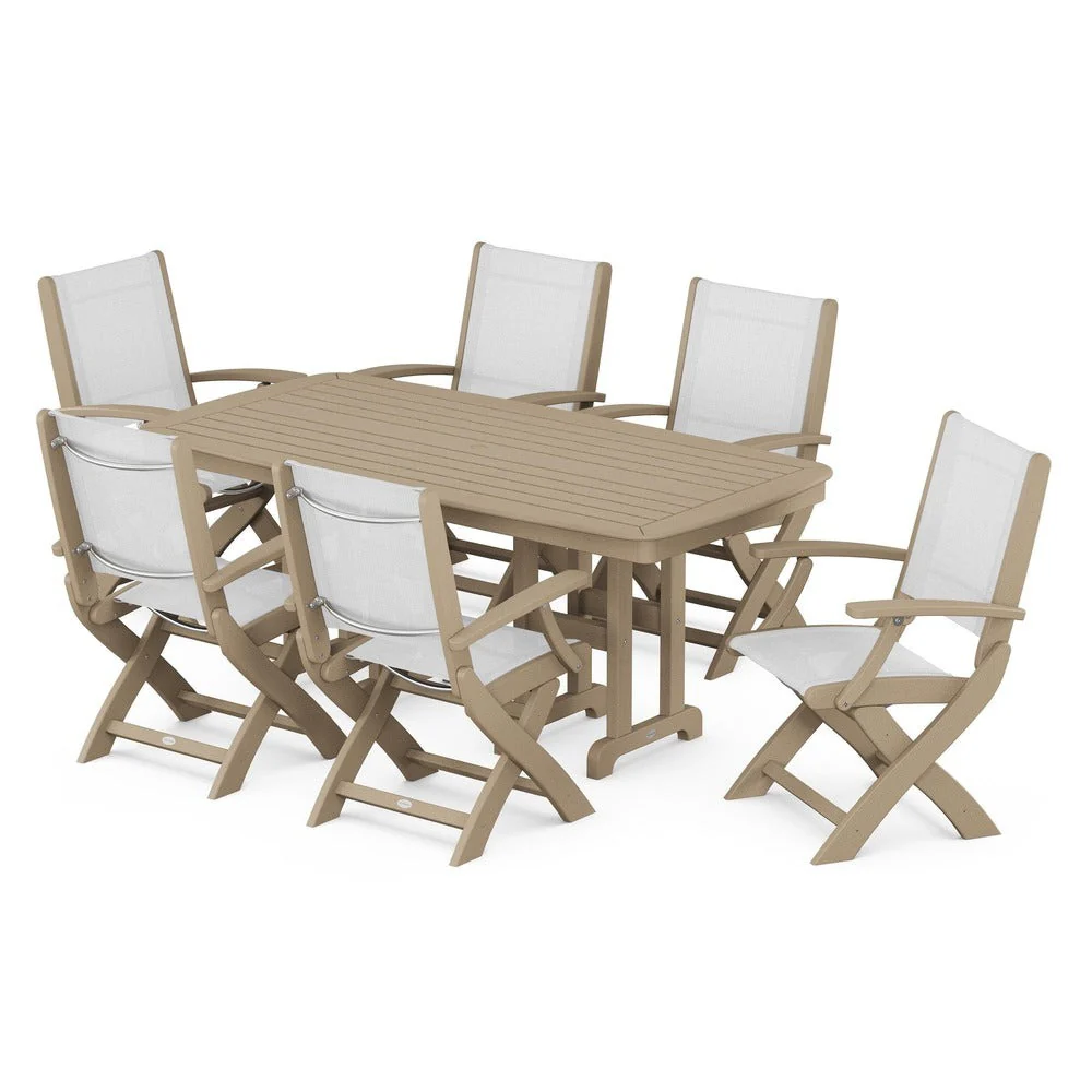 POLYWOOD® - Coastal Folding Arm Chair 7-Piece Dining Set - PWS154-1 - Image 16