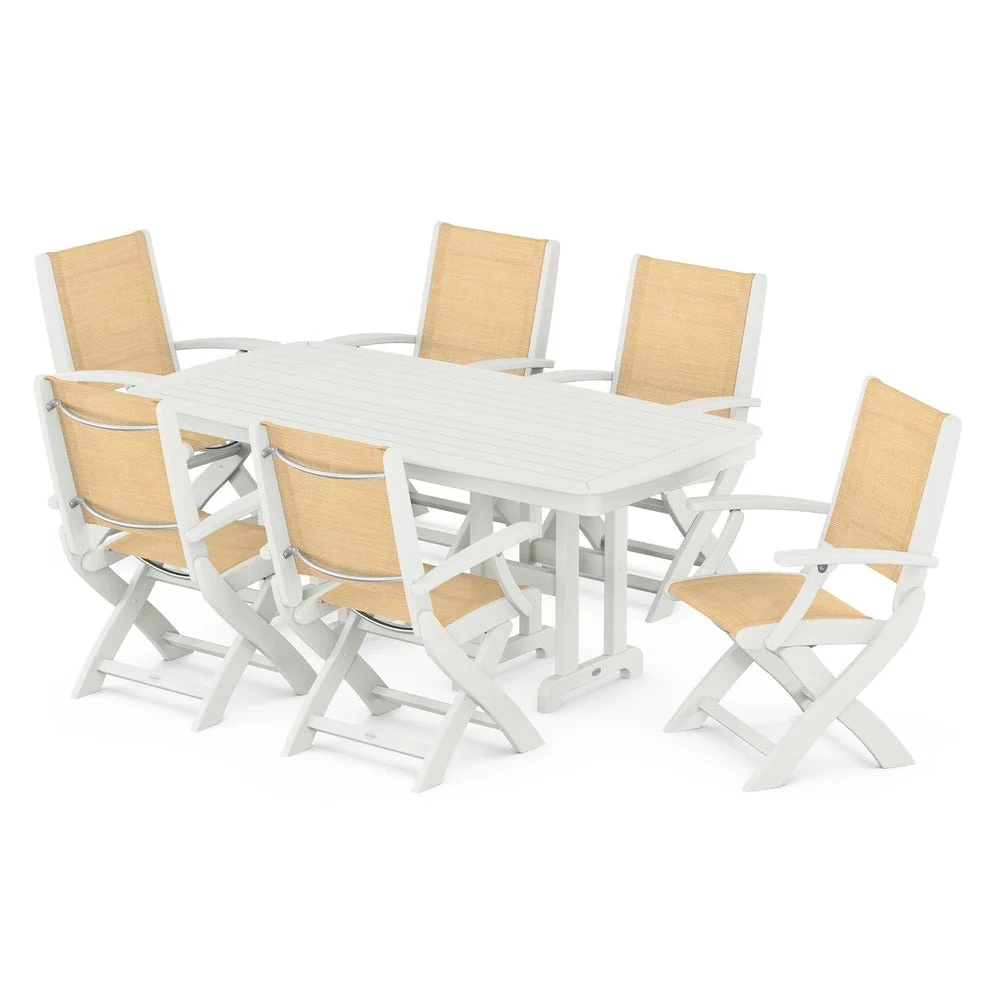 POLYWOOD® - Coastal Folding Arm Chair 7-Piece Dining Set - PWS154-1 - Image 25