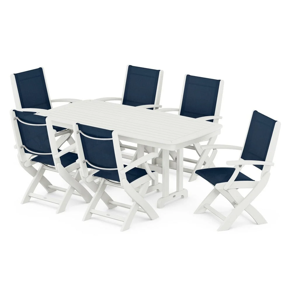 POLYWOOD® - Coastal Folding Arm Chair 7-Piece Dining Set - PWS154-1 - Image 26