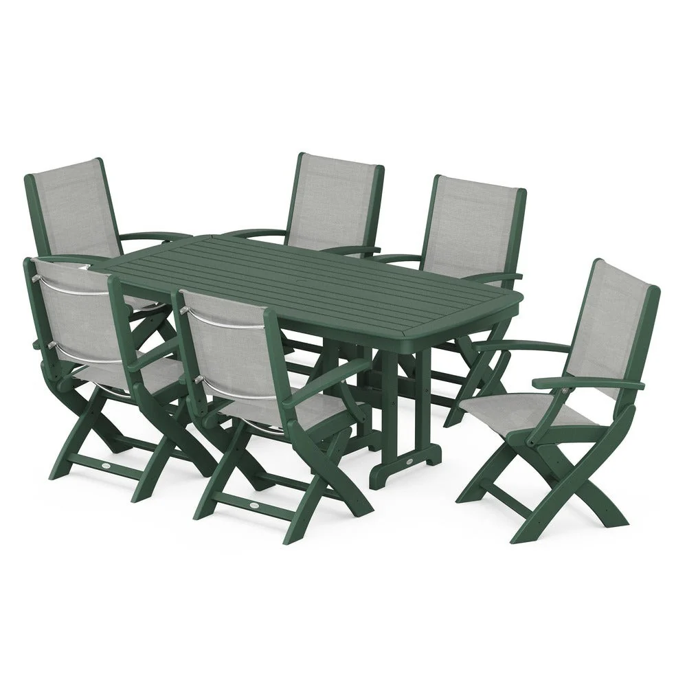 POLYWOOD® - Coastal Folding Arm Chair 7-Piece Dining Set - PWS154-1 - Image 34
