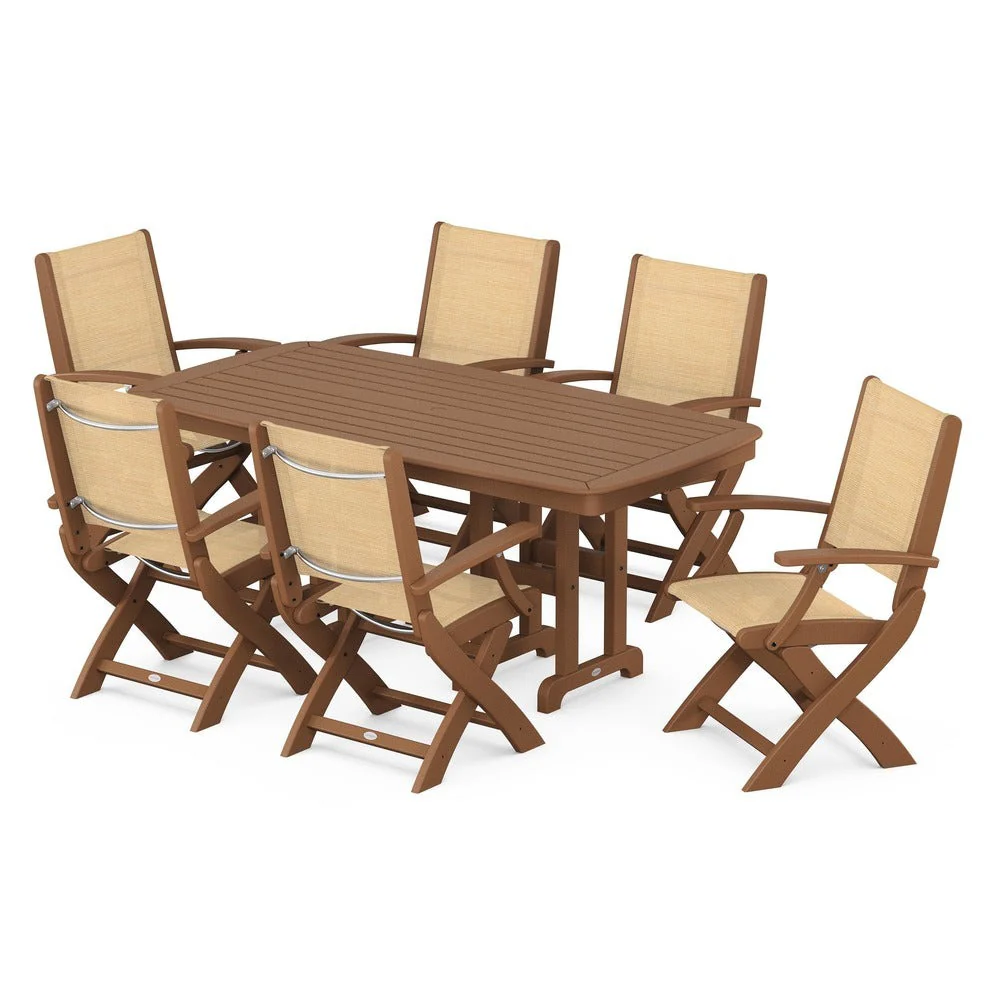 POLYWOOD® - Coastal Folding Arm Chair 7-Piece Dining Set - PWS154-1 - Image 43
