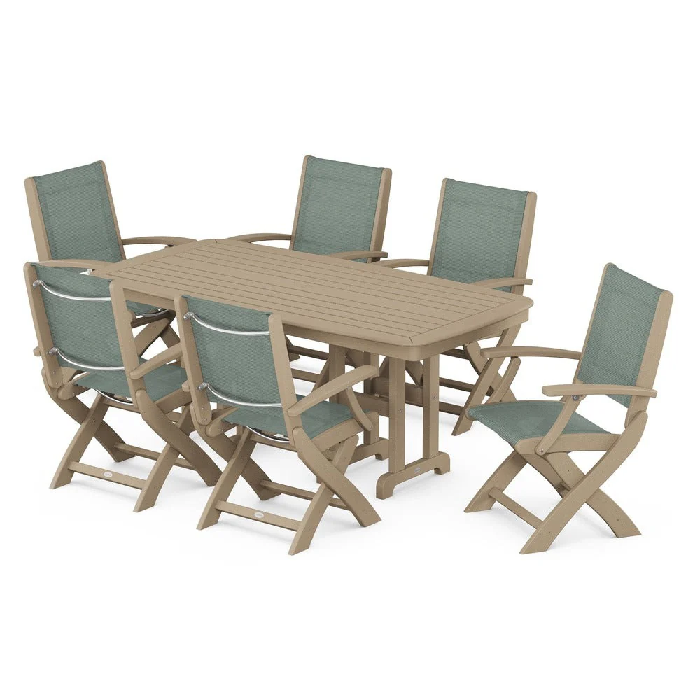 POLYWOOD® - Coastal Folding Arm Chair 7-Piece Dining Set - PWS154-1 - Image 54
