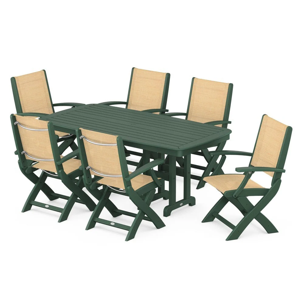 POLYWOOD® - Coastal Folding Arm Chair 7-Piece Dining Set - PWS154-1 - Image 57