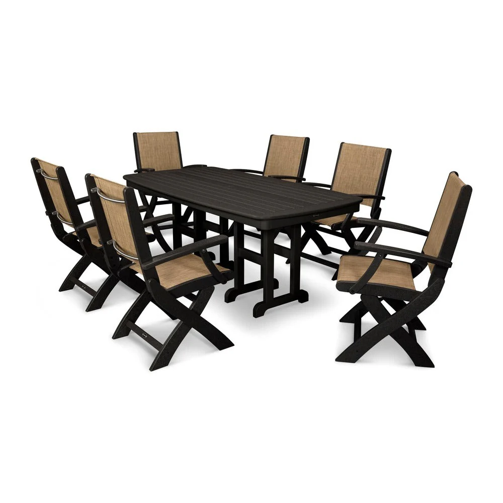 POLYWOOD® - Coastal Folding Arm Chair 7-Piece Dining Set - PWS154-1 - Image 7