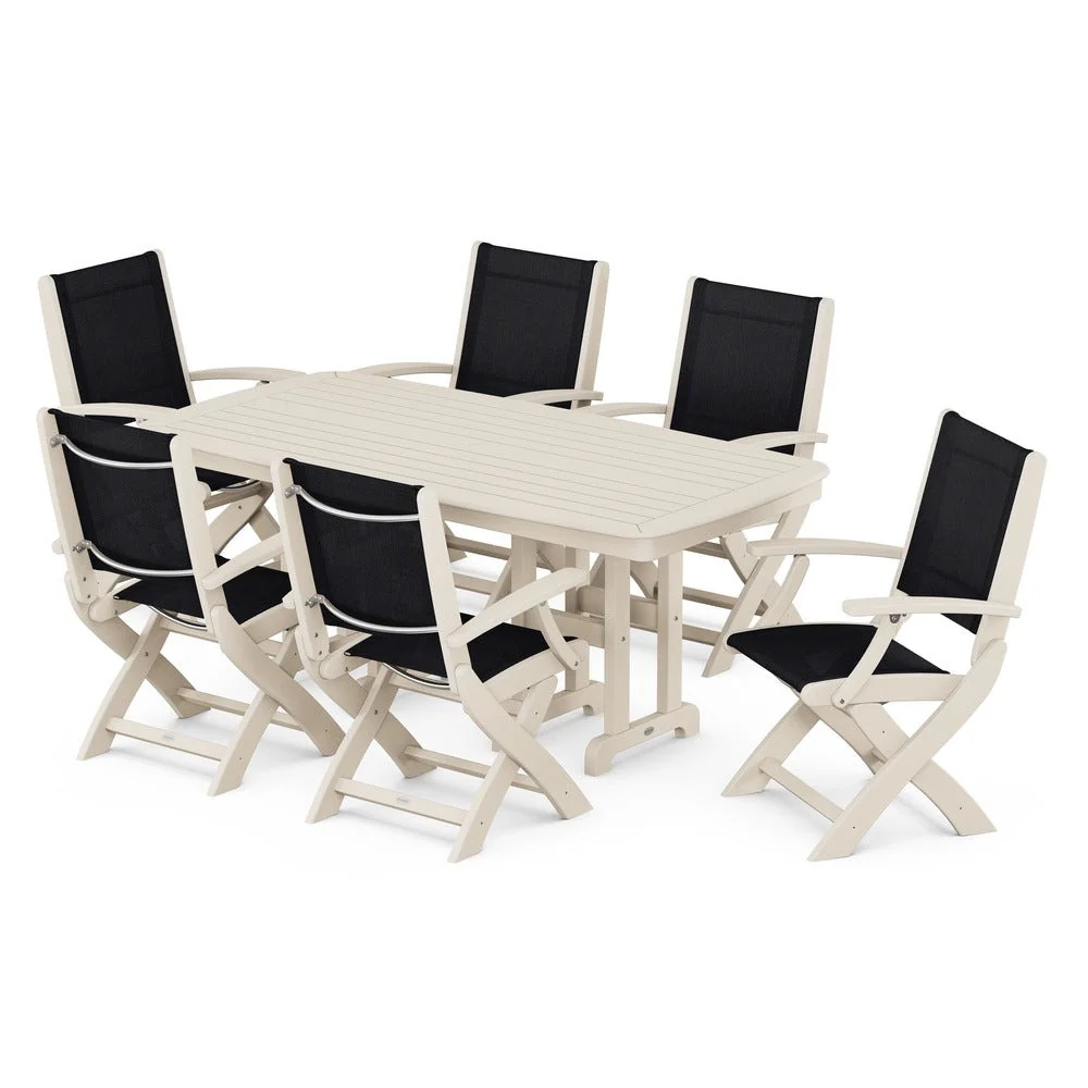 POLYWOOD® - Coastal Folding Arm Chair 7-Piece Dining Set - PWS154-1 - Image 74