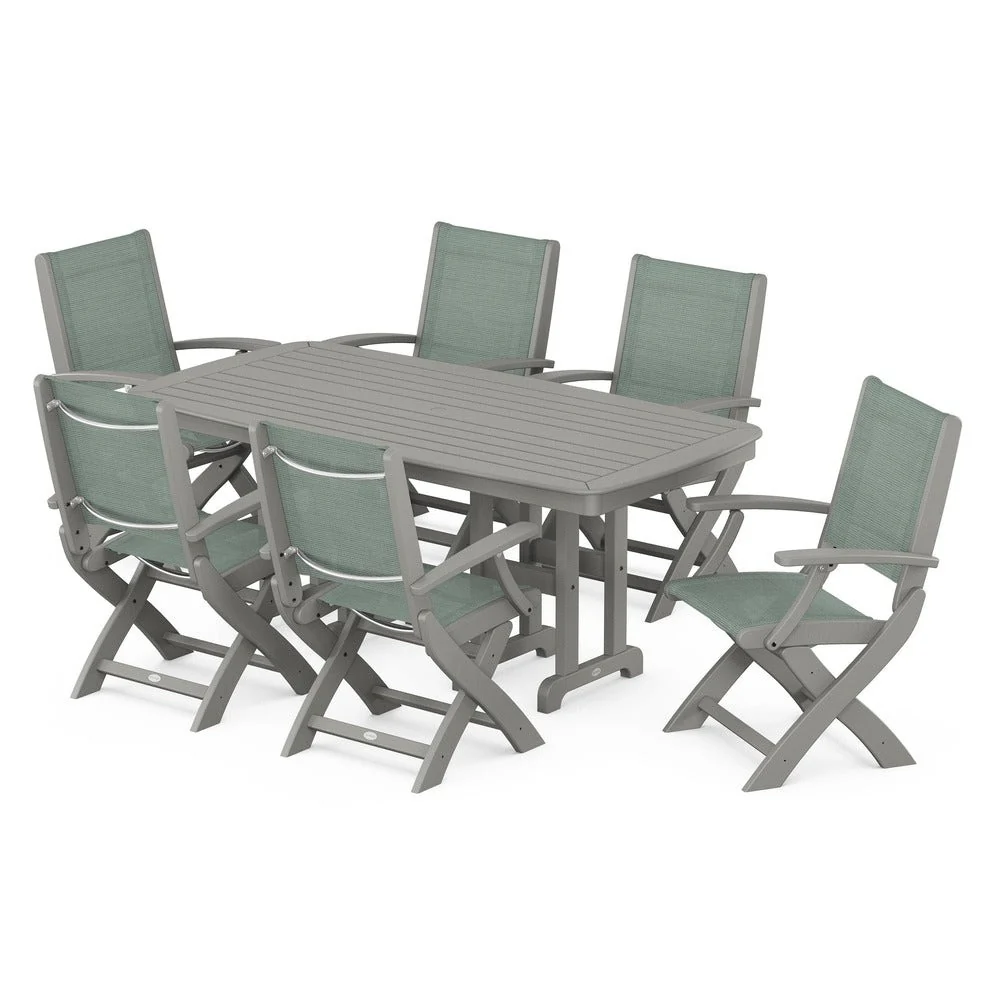 POLYWOOD® - Coastal Folding Arm Chair 7-Piece Dining Set - PWS154-1 - Image 97