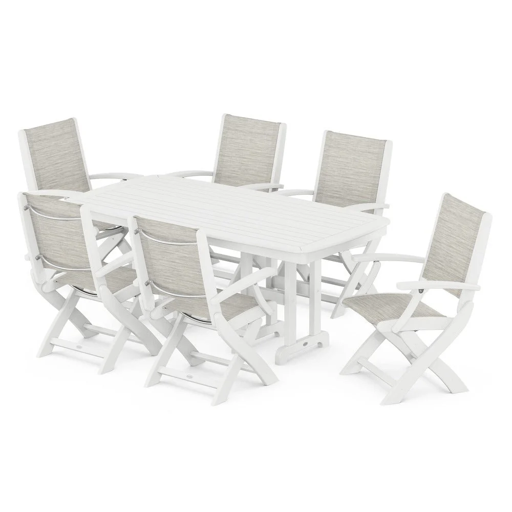 POLYWOOD® - Coastal Folding Arm Chair 7-Piece Dining Set - PWS154-1 - Image 98