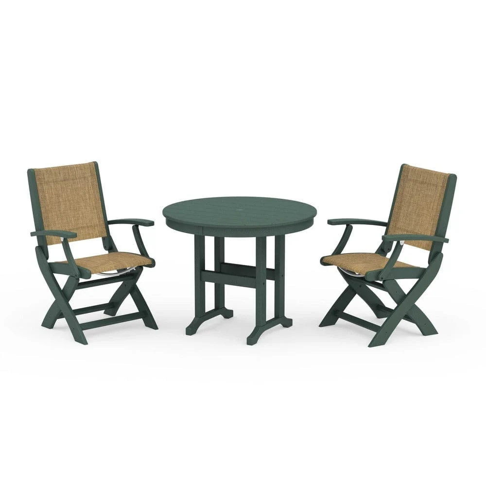POLYWOOD® - Coastal Folding Chair 3-Piece Round Dining Set - PWS1328 - Image 19