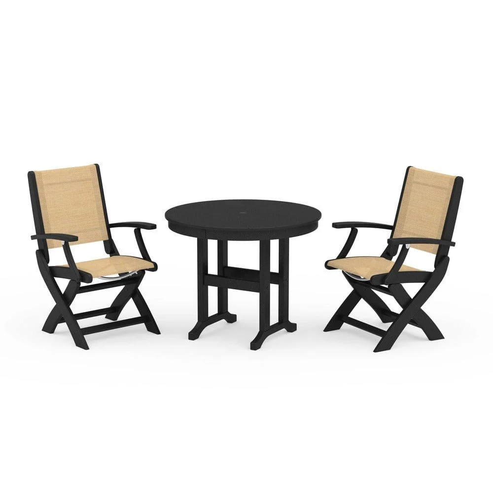 POLYWOOD® - Coastal Folding Chair 3-Piece Round Dining Set - PWS1328 - Image 21
