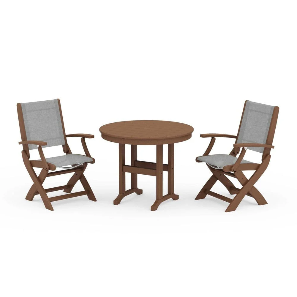 POLYWOOD® - Coastal Folding Chair 3-Piece Round Dining Set - PWS1328 - Image 25