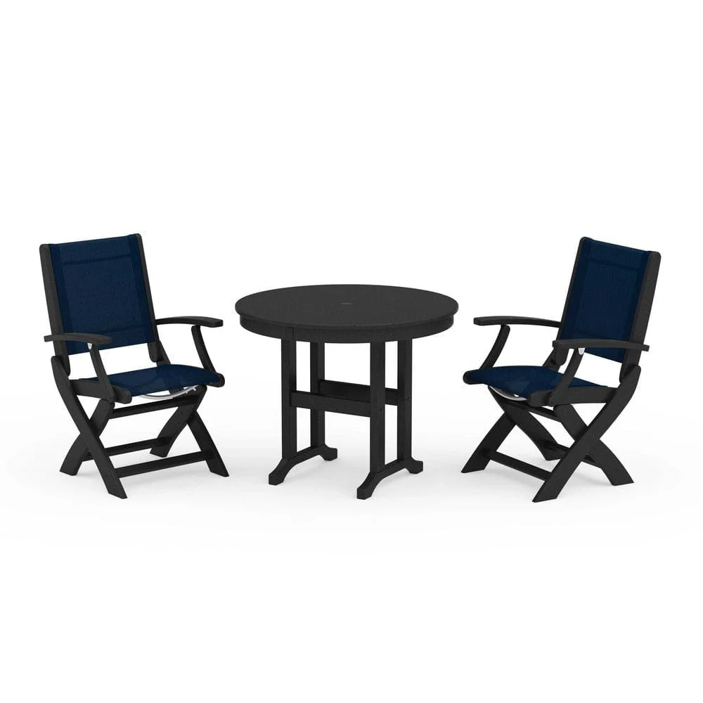 POLYWOOD® - Coastal Folding Chair 3-Piece Round Dining Set - PWS1328 - Image 35