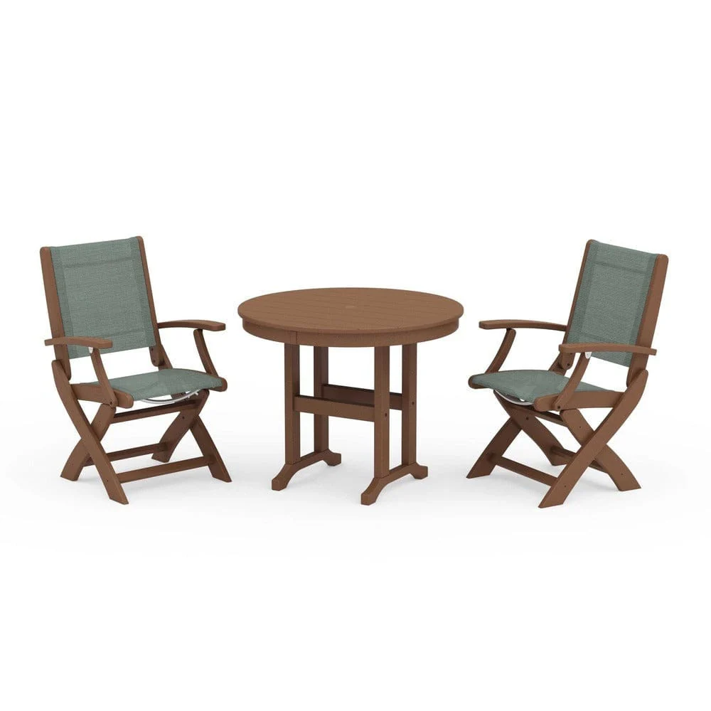 POLYWOOD® - Coastal Folding Chair 3-Piece Round Dining Set - PWS1328 - Image 47