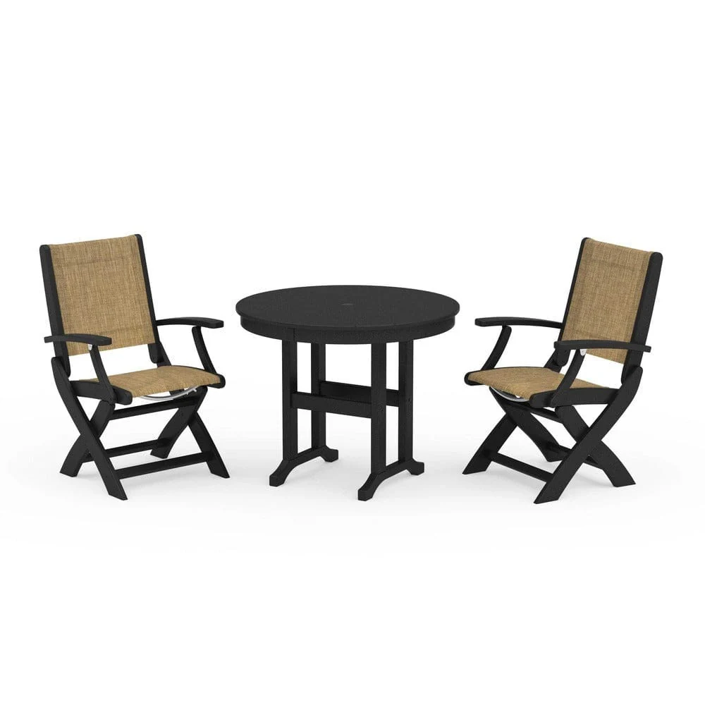 POLYWOOD® - Coastal Folding Chair 3-Piece Round Dining Set - PWS1328 - Image 5