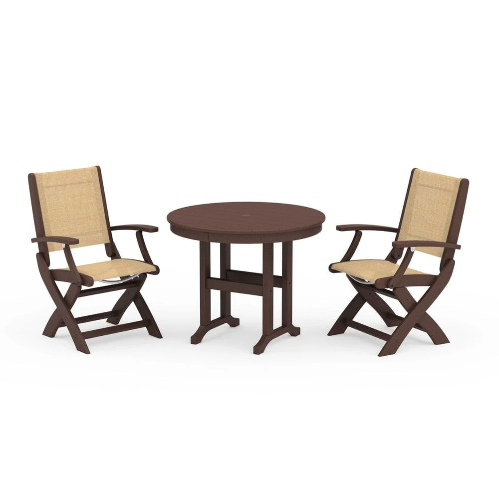 POLYWOOD® - Coastal Folding Chair 3-Piece Round Dining Set - PWS1328 - Image 52