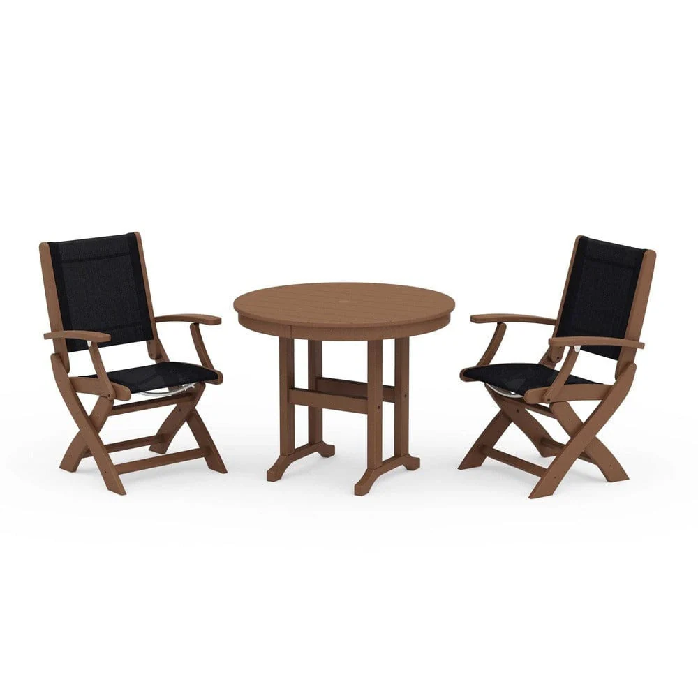 POLYWOOD® - Coastal Folding Chair 3-Piece Round Dining Set - PWS1328 - Image 54