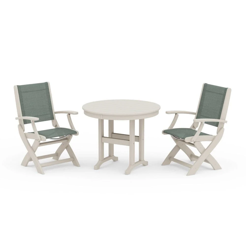 POLYWOOD® - Coastal Folding Chair 3-Piece Round Dining Set - PWS1328 - Image 70