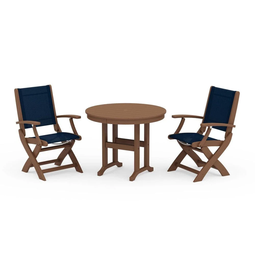 POLYWOOD® - Coastal Folding Chair 3-Piece Round Dining Set - PWS1328 - Image 71