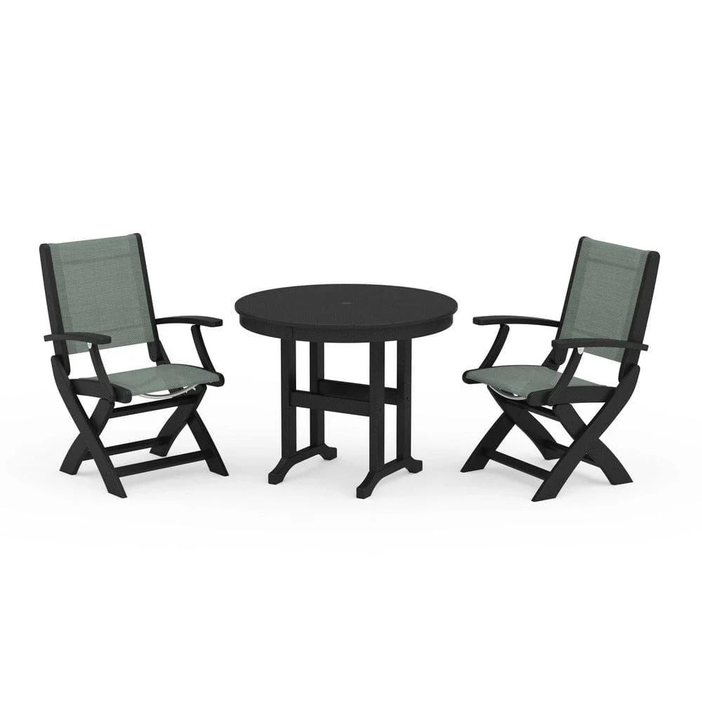 POLYWOOD® - Coastal Folding Chair 3-Piece Round Dining Set - PWS1328 - Image 76