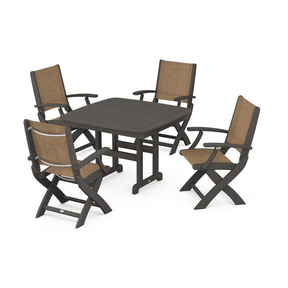 POLYWOOD® - Coastal Folding Chair 5-Piece Dining Set - PWS915 - Image 105