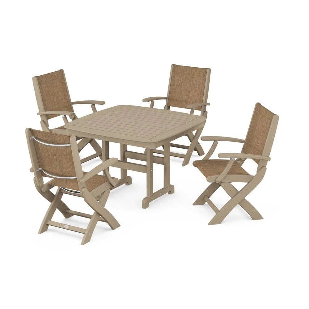 POLYWOOD® - Coastal Folding Chair 5-Piece Dining Set - PWS915 - Image 30