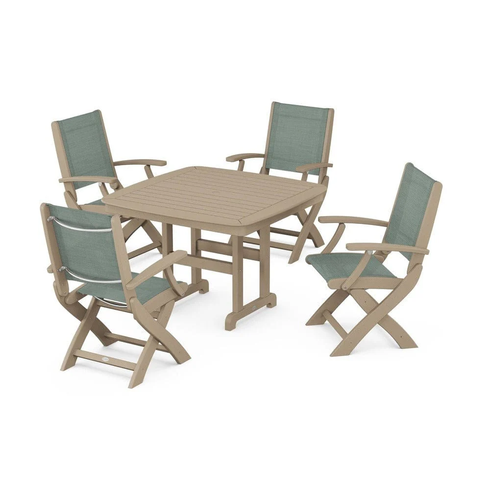 POLYWOOD® - Coastal Folding Chair 5-Piece Dining Set - PWS915 - Image 42