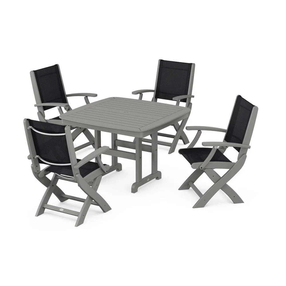 POLYWOOD® - Coastal Folding Chair 5-Piece Dining Set - PWS915 - Image 45