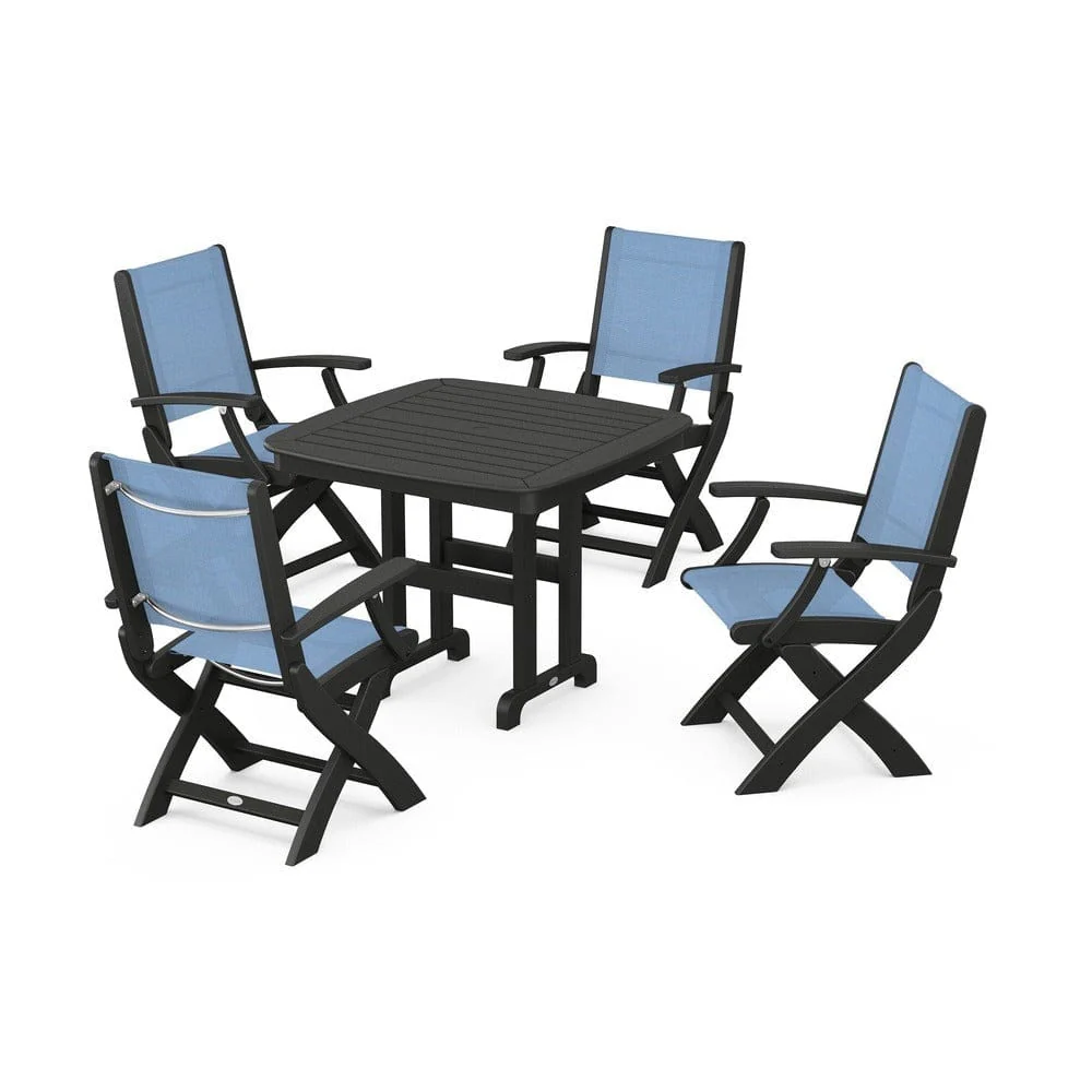 POLYWOOD® - Coastal Folding Chair 5-Piece Dining Set - PWS1237 - Image 118