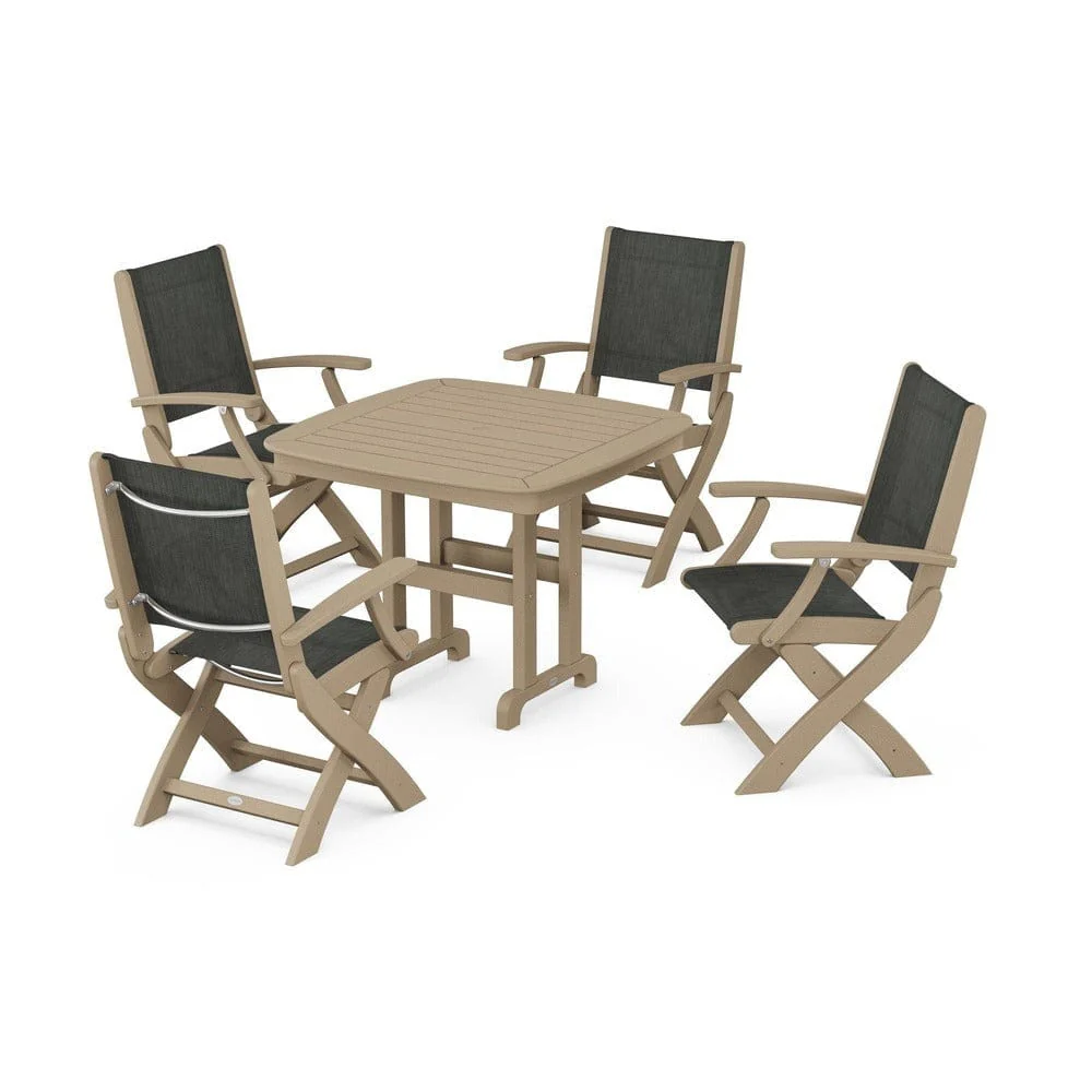 POLYWOOD® - Coastal Folding Chair 5-Piece Dining Set - PWS1237 - Image 22