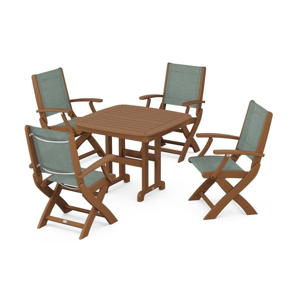 POLYWOOD® - Coastal Folding Chair 5-Piece Dining Set - PWS1237 - Image 56