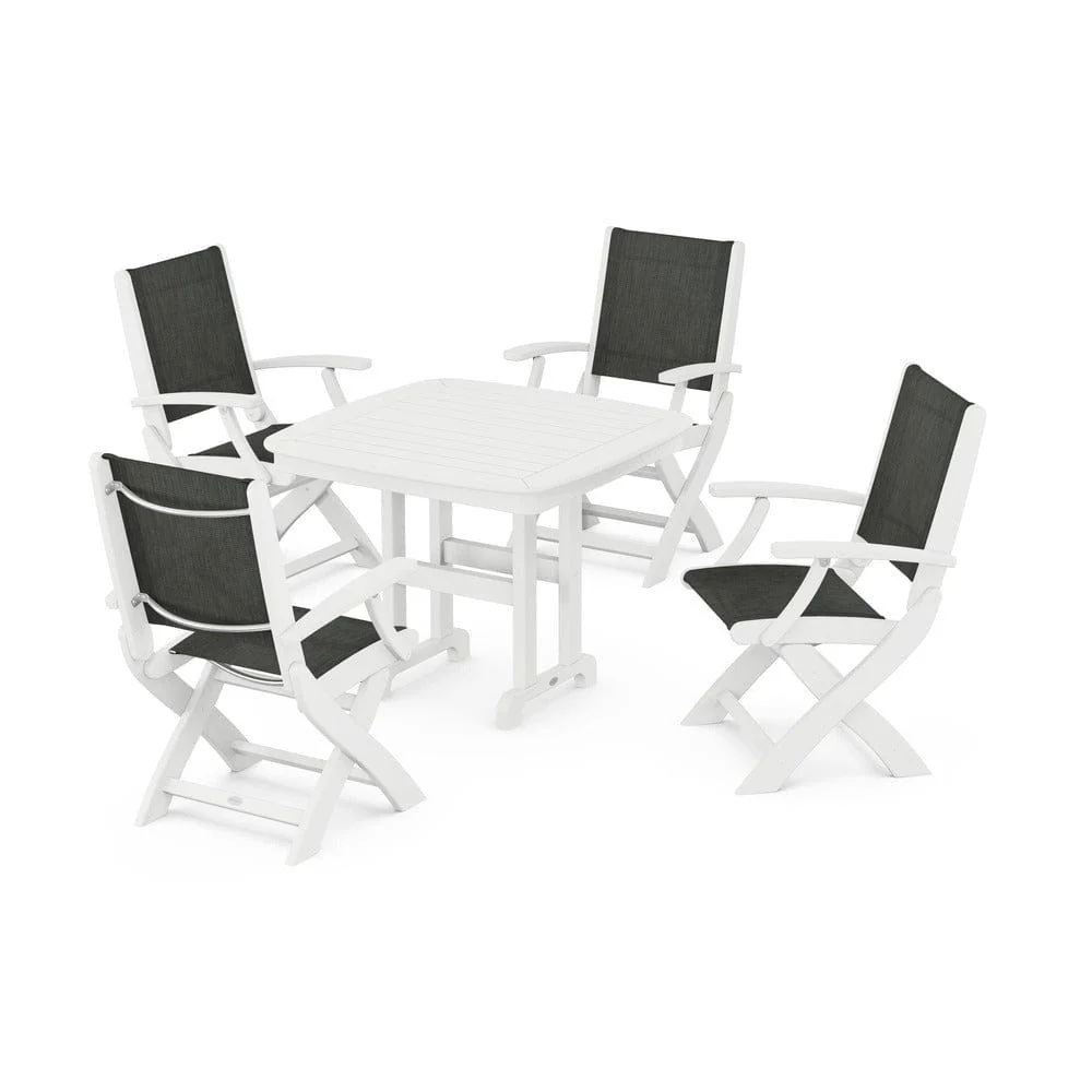 POLYWOOD® - Coastal Folding Chair 5-Piece Dining Set - PWS1237 - Image 58