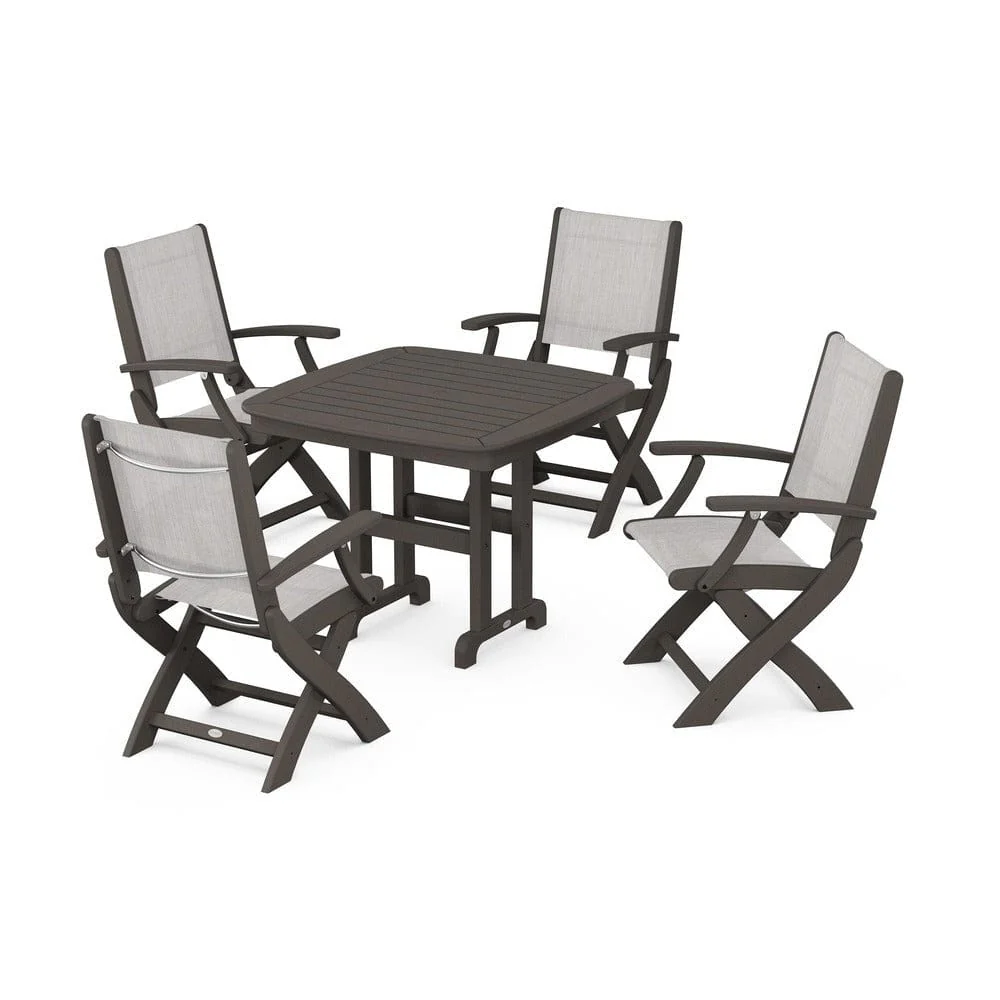 POLYWOOD® - Coastal Folding Chair 5-Piece Dining Set - PWS1237 - Image 96