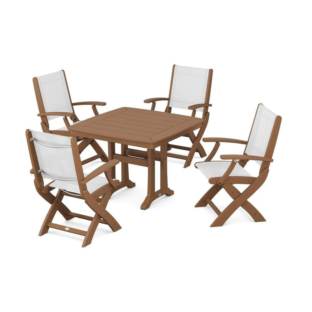 POLYWOOD® - Coastal Folding Chair 5-Piece Dining Set with Trestle Legs - PWS967 - Image 29