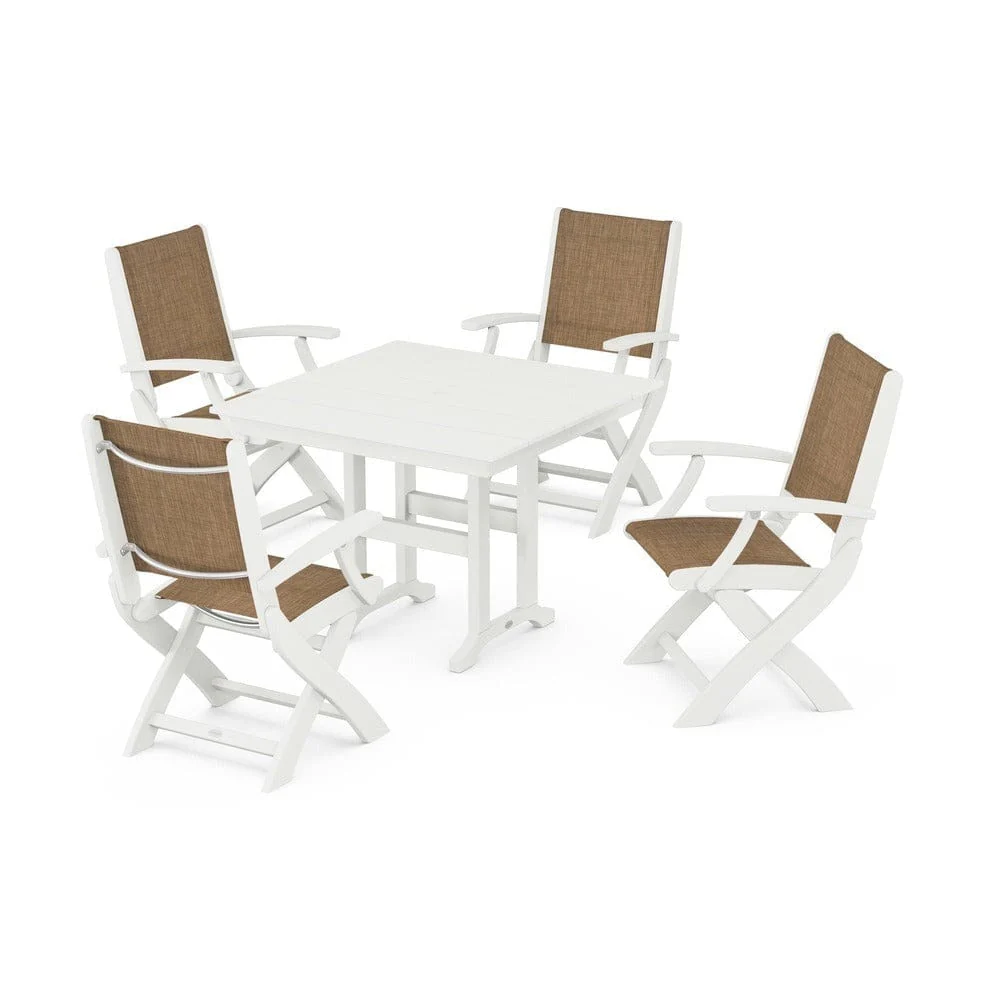 POLYWOOD® - Coastal Folding Chair 5-Piece Farmhouse Dining Set - PWS1142 - Image 105
