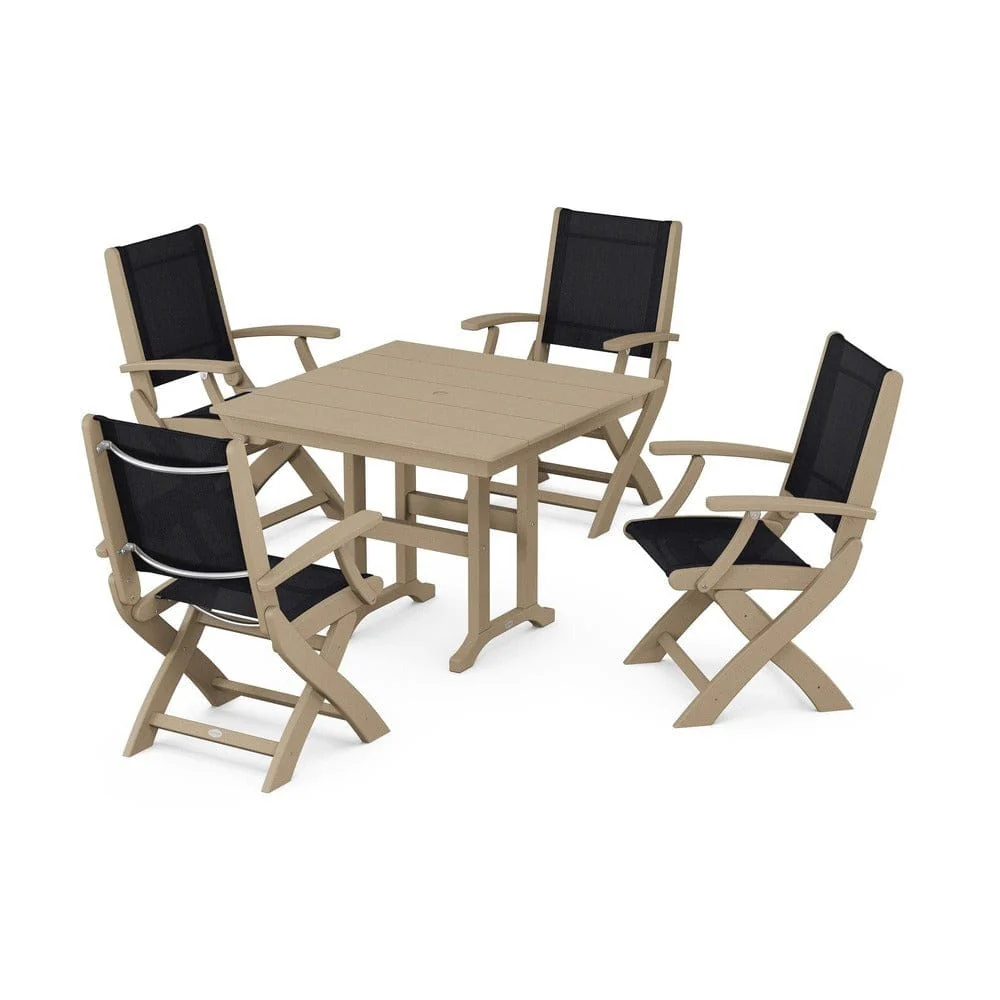 POLYWOOD® - Coastal Folding Chair 5-Piece Farmhouse Dining Set - PWS1142 - Image 106