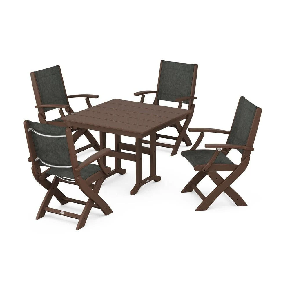 POLYWOOD® - Coastal Folding Chair 5-Piece Farmhouse Dining Set - PWS1142 - Image 11