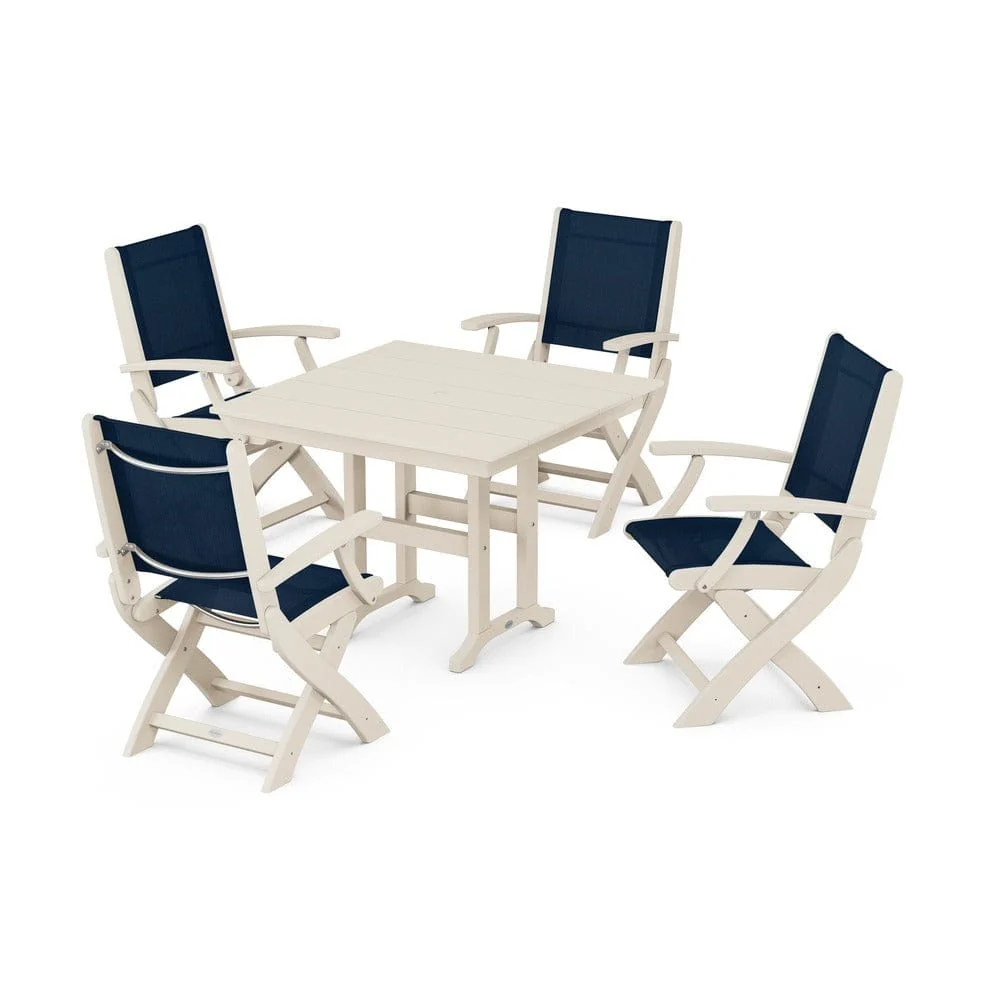 POLYWOOD® - Coastal Folding Chair 5-Piece Farmhouse Dining Set - PWS1142 - Image 113