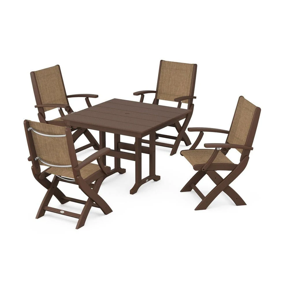 POLYWOOD® - Coastal Folding Chair 5-Piece Farmhouse Dining Set - PWS1142 - Image 12
