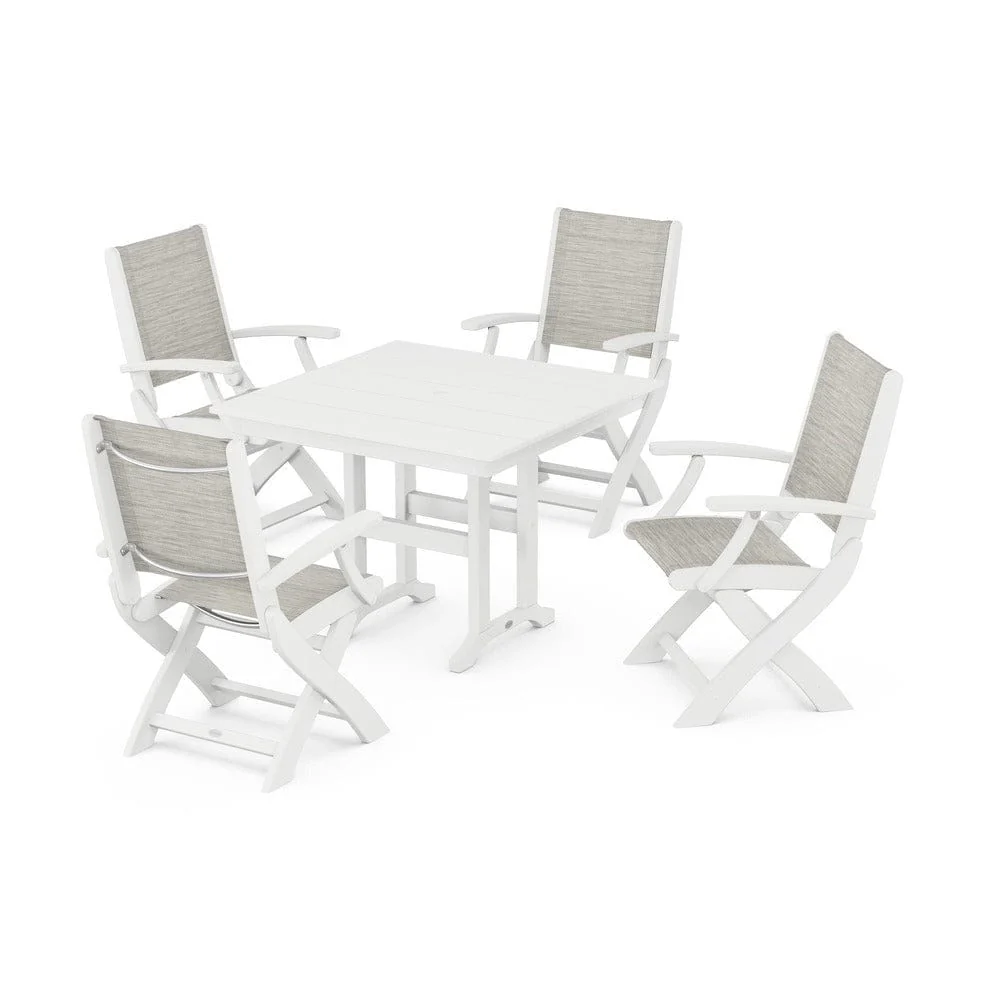 POLYWOOD® - Coastal Folding Chair 5-Piece Farmhouse Dining Set - PWS1142 - Image 121