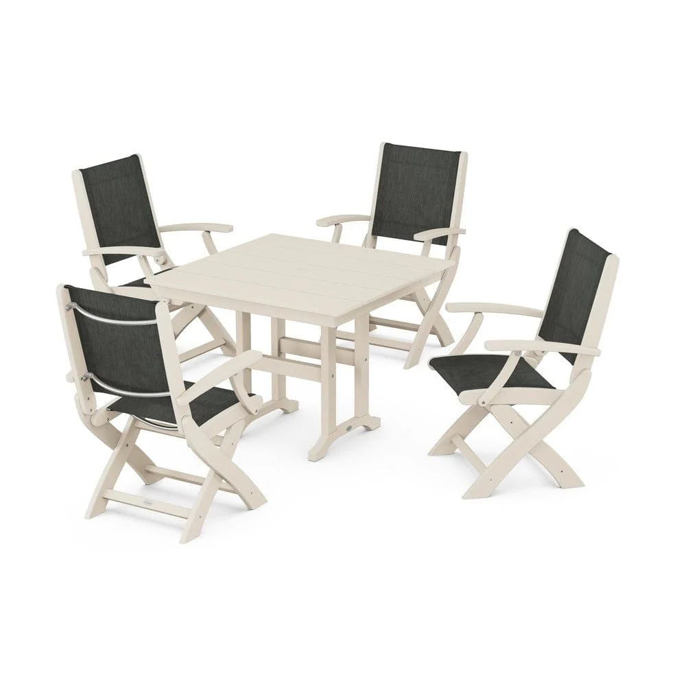 POLYWOOD® - Coastal Folding Chair 5-Piece Farmhouse Dining Set - PWS1142 - Image 13