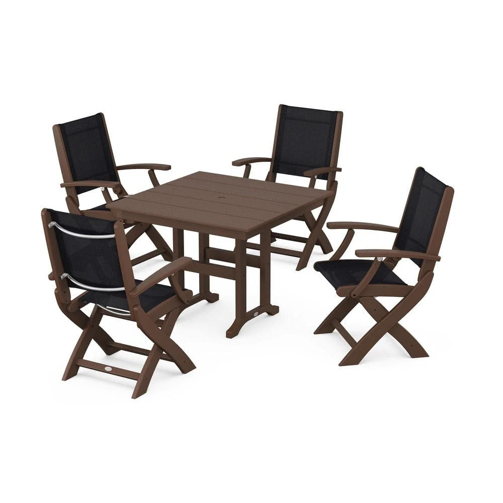 POLYWOOD® - Coastal Folding Chair 5-Piece Farmhouse Dining Set - PWS1142 - Image 14